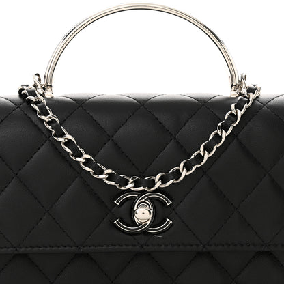 Chanel Lambskin Quilted Metal Top Handle Crossbody Flap Black 9 of 11
