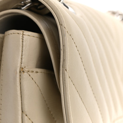 Chanel Calfskin Chevron Quilted Small Double Flap White 12 of 13