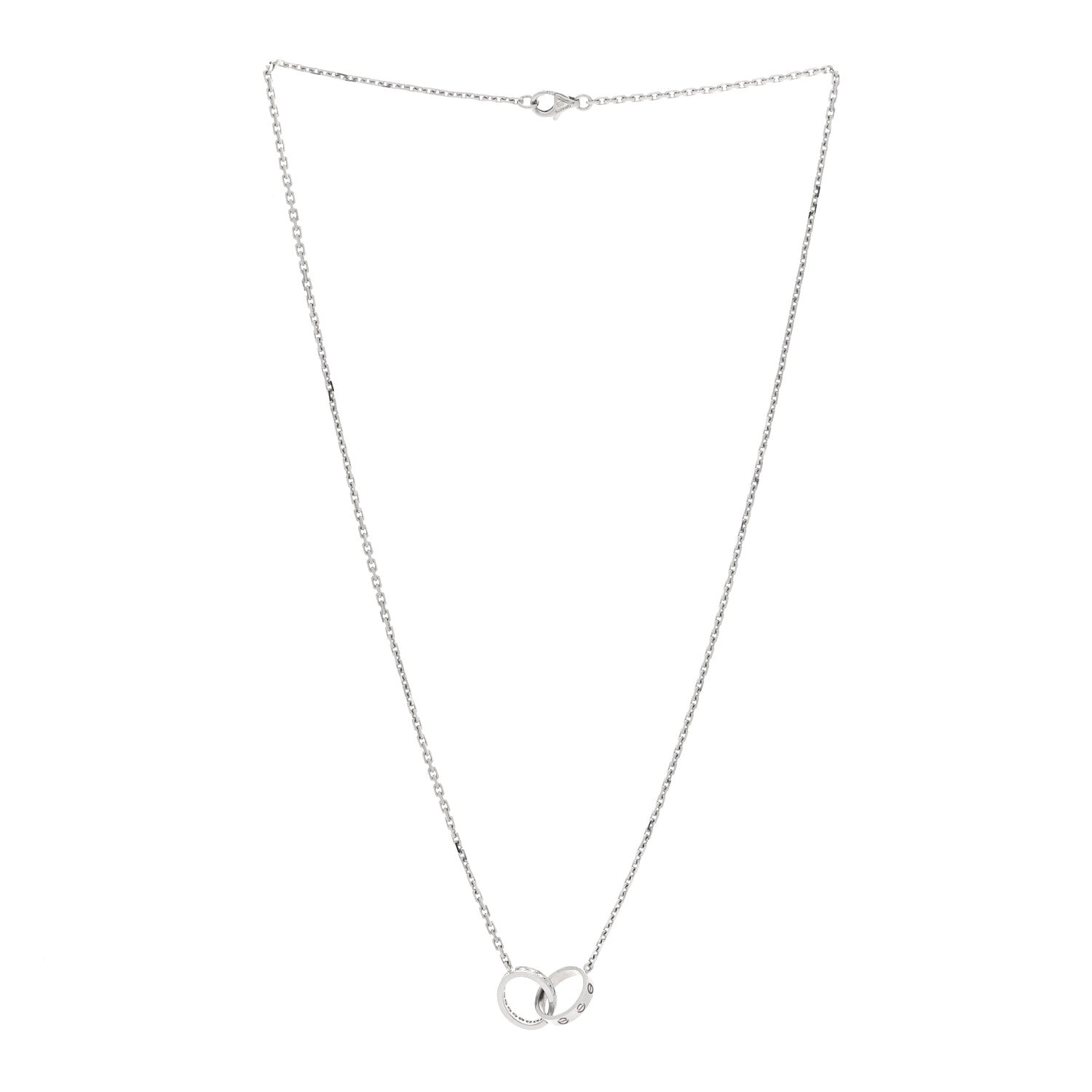 Cartier 18K White Gold Diamond Interlocking LOVE Necklace 3 of 4