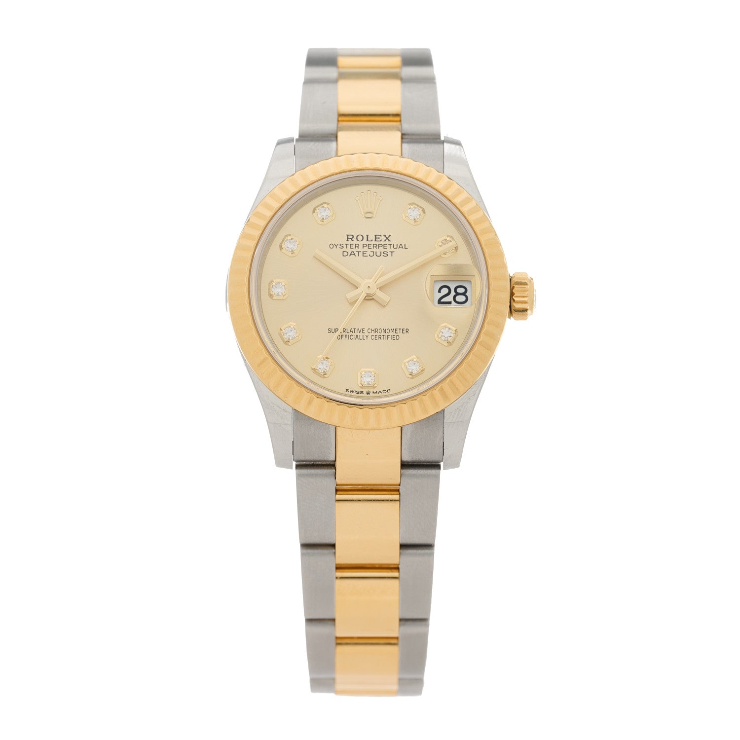 Rolex Stainless Steel 18K Yellow Gold Diamond 31mm Oyster Perpetual Datejust Watch Champagne 278273 1 of 5