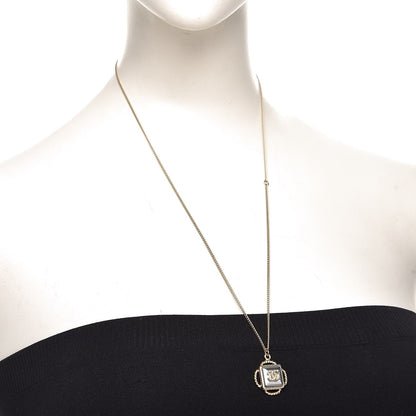 Chanel Mirror Twisted CC Pendant Necklace Gold Dark Grey 2 of 4