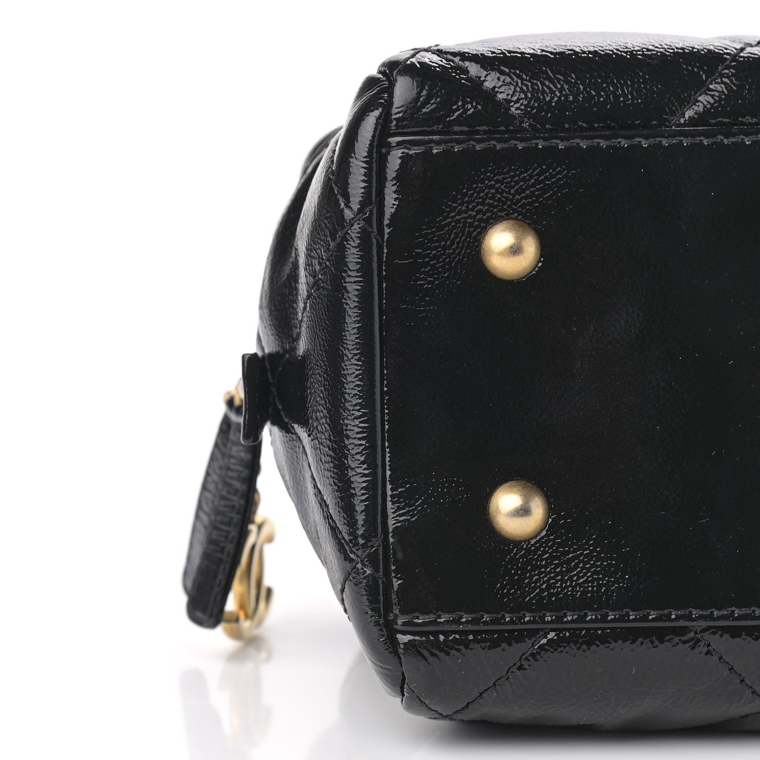 Chanel Shiny Aged Calfskin Quilted Bowler Bag Black 8 of 10