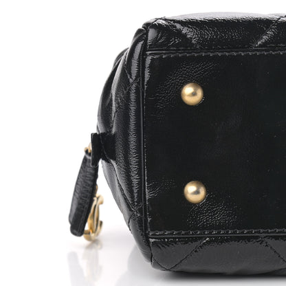 Chanel Shiny Aged Calfskin Quilted Bowler Bag Black 8 of 10
