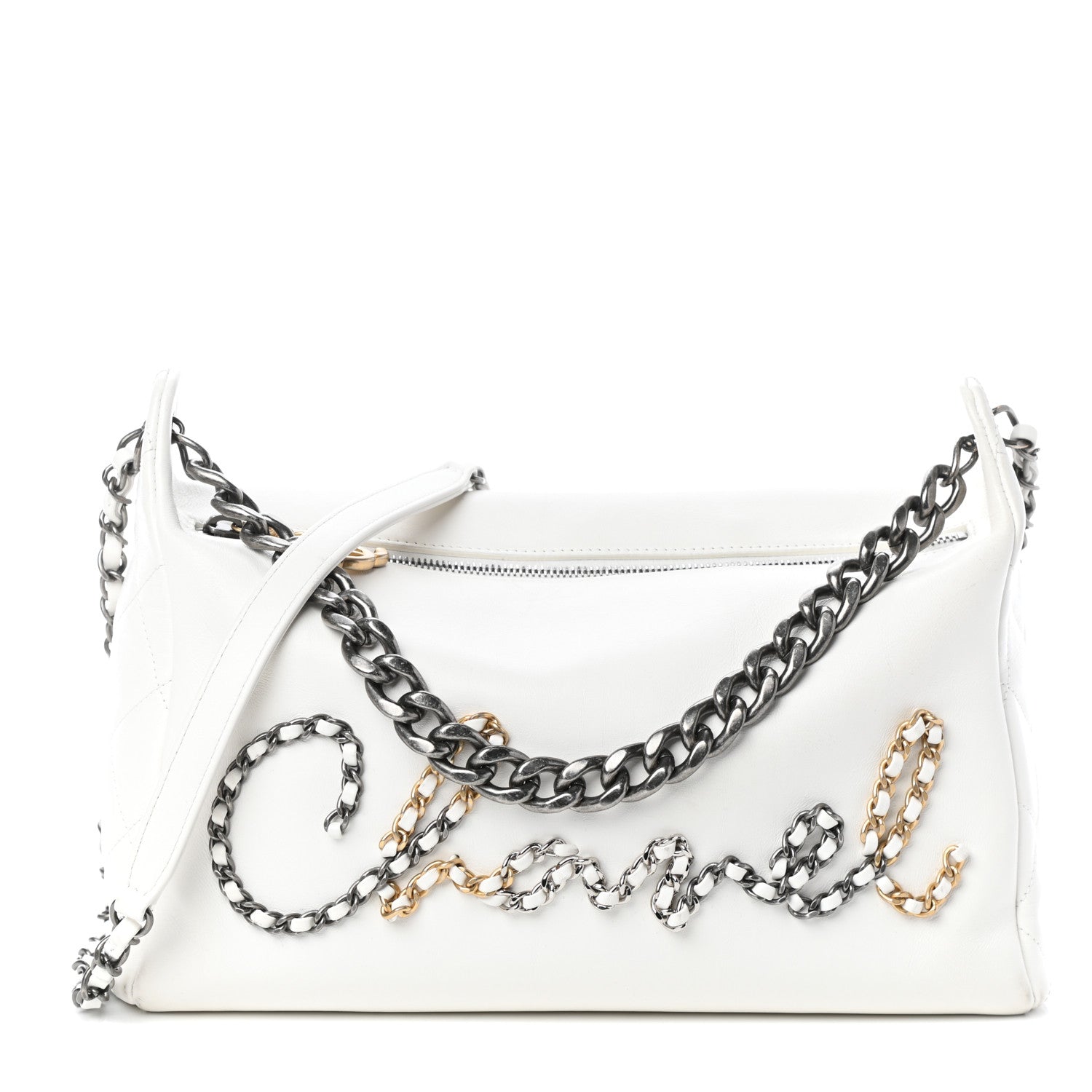 Chanel Calfskin Chain 20s Signature Hobo White 1 of 11