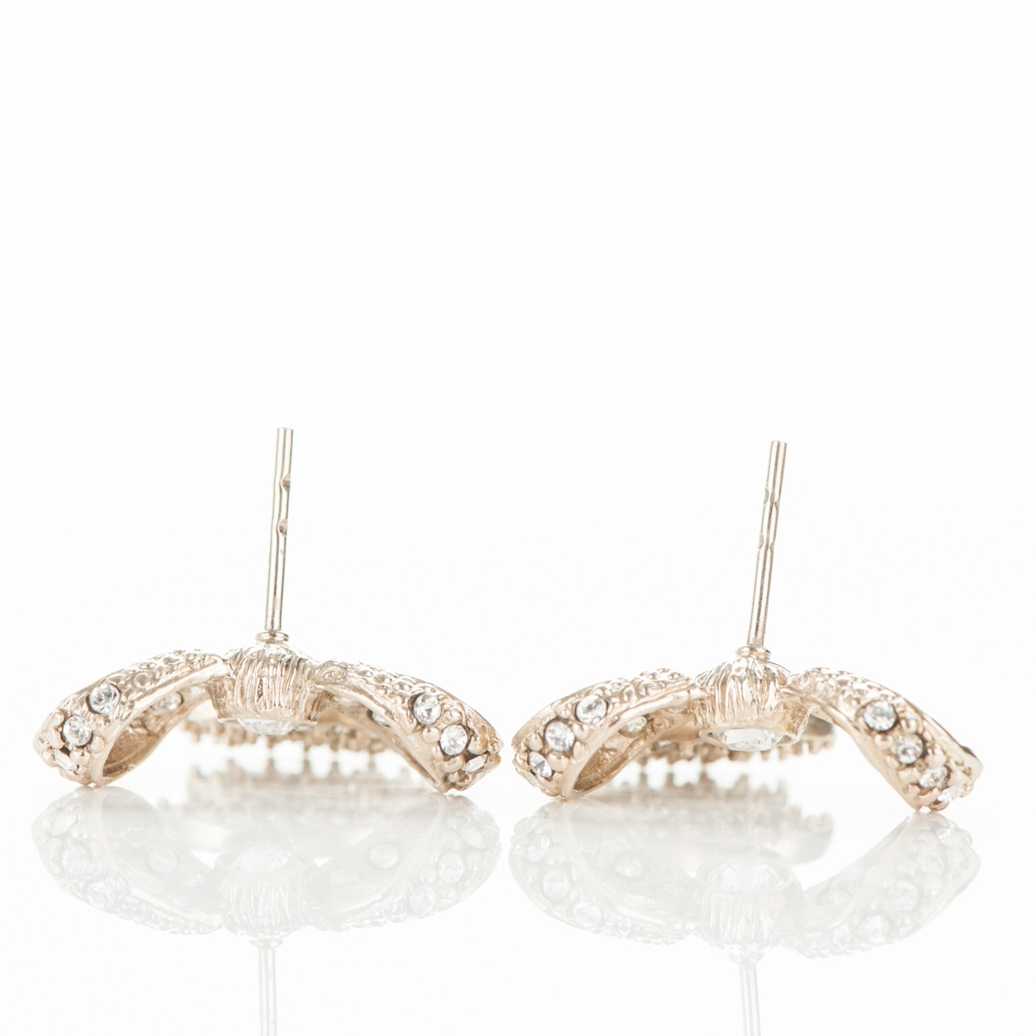 Chanel Crystal CC Bow Drop Earrings Gold 4 of 4