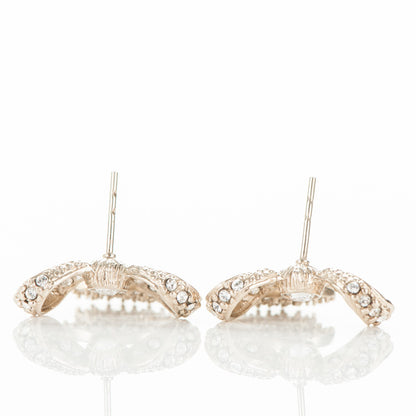 Chanel Crystal CC Bow Drop Earrings Gold 4 of 4