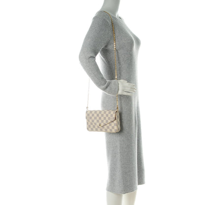 Louis Vuitton Damier Azur Pochette Felicie Chain Wallet Rose Ballerine 2 of 7