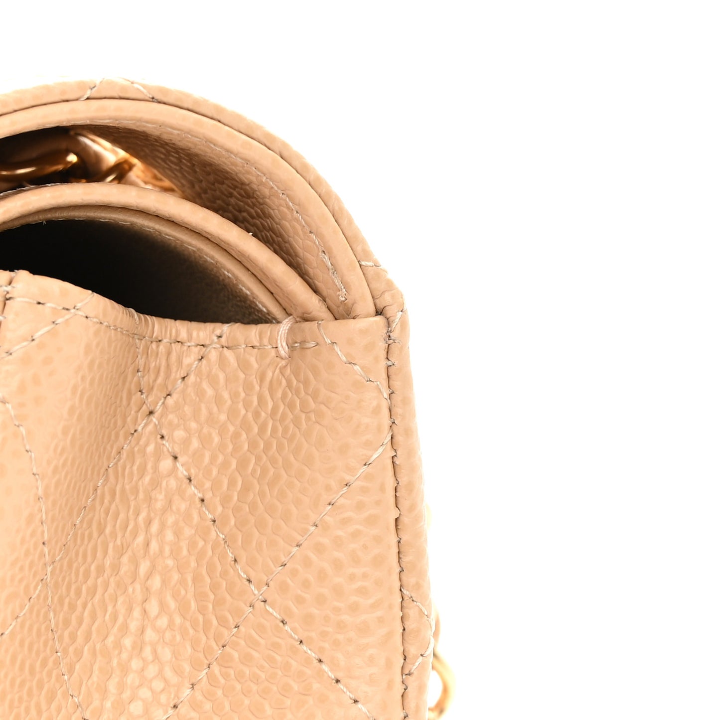 Caviar Quilted Small Double Flap Beige