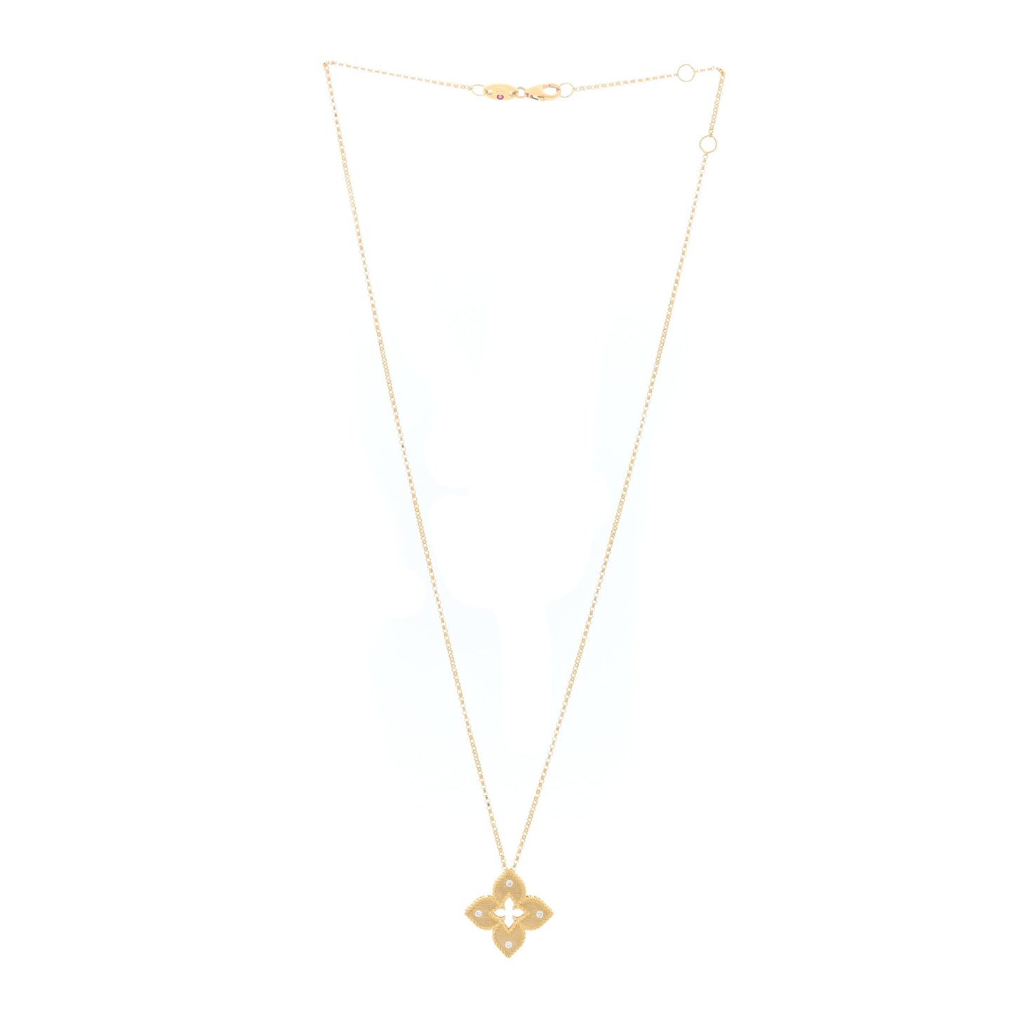 18K Yellow Gold Diamond Medium Venetian Princess Flower Pendant Necklace