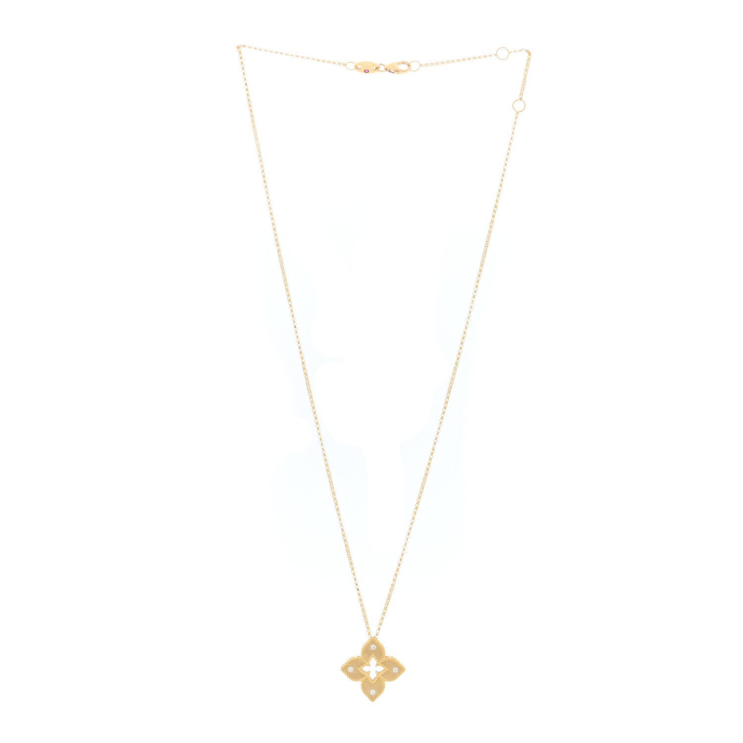 Roberto Coin 18K Yellow Gold Diamond Medium Venetian Princess Flower Pendant Necklace 3 of 5
