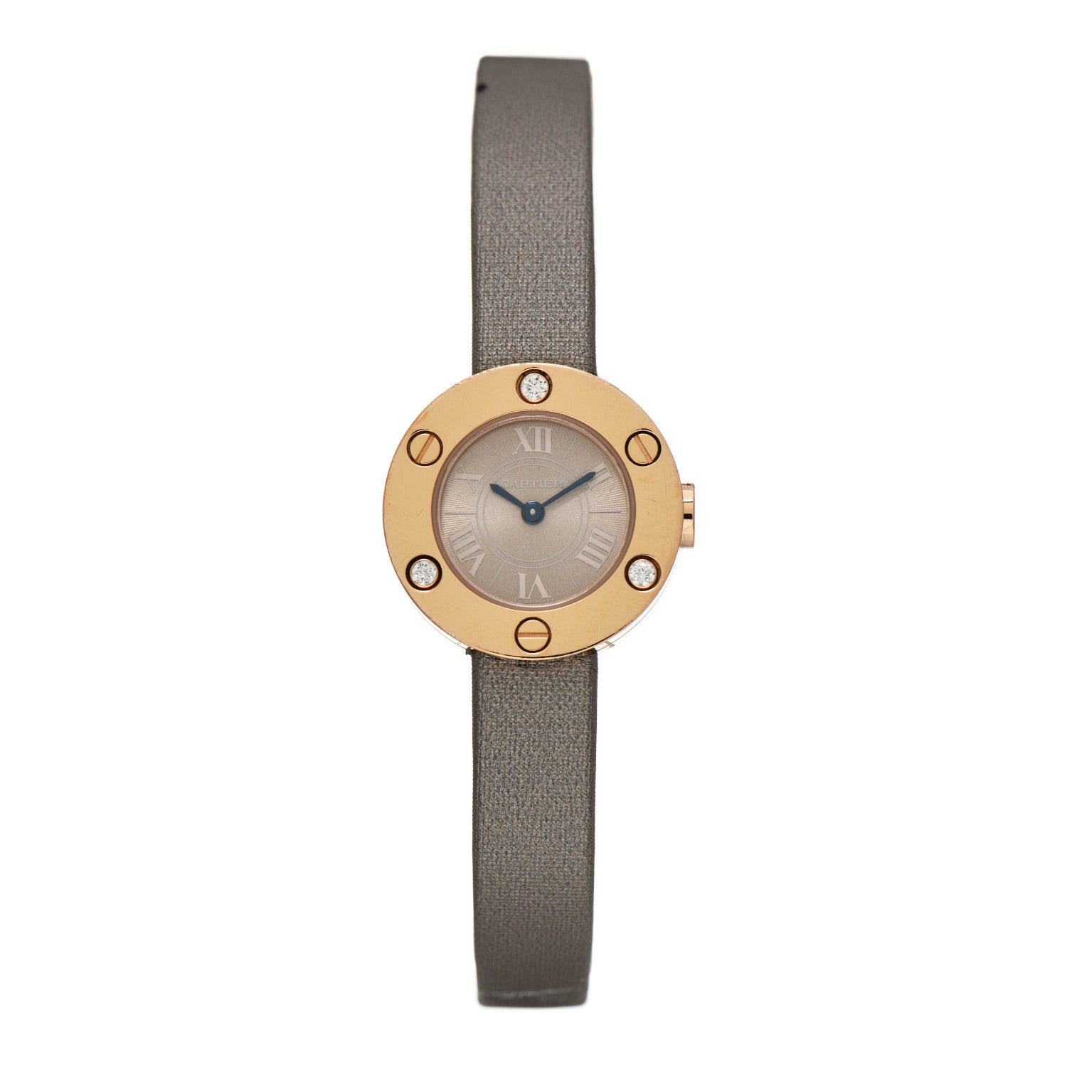 Cartier 18K Pink Gold Satin Diamond 23mm Love Quartz Watch Taupe 1 of 7