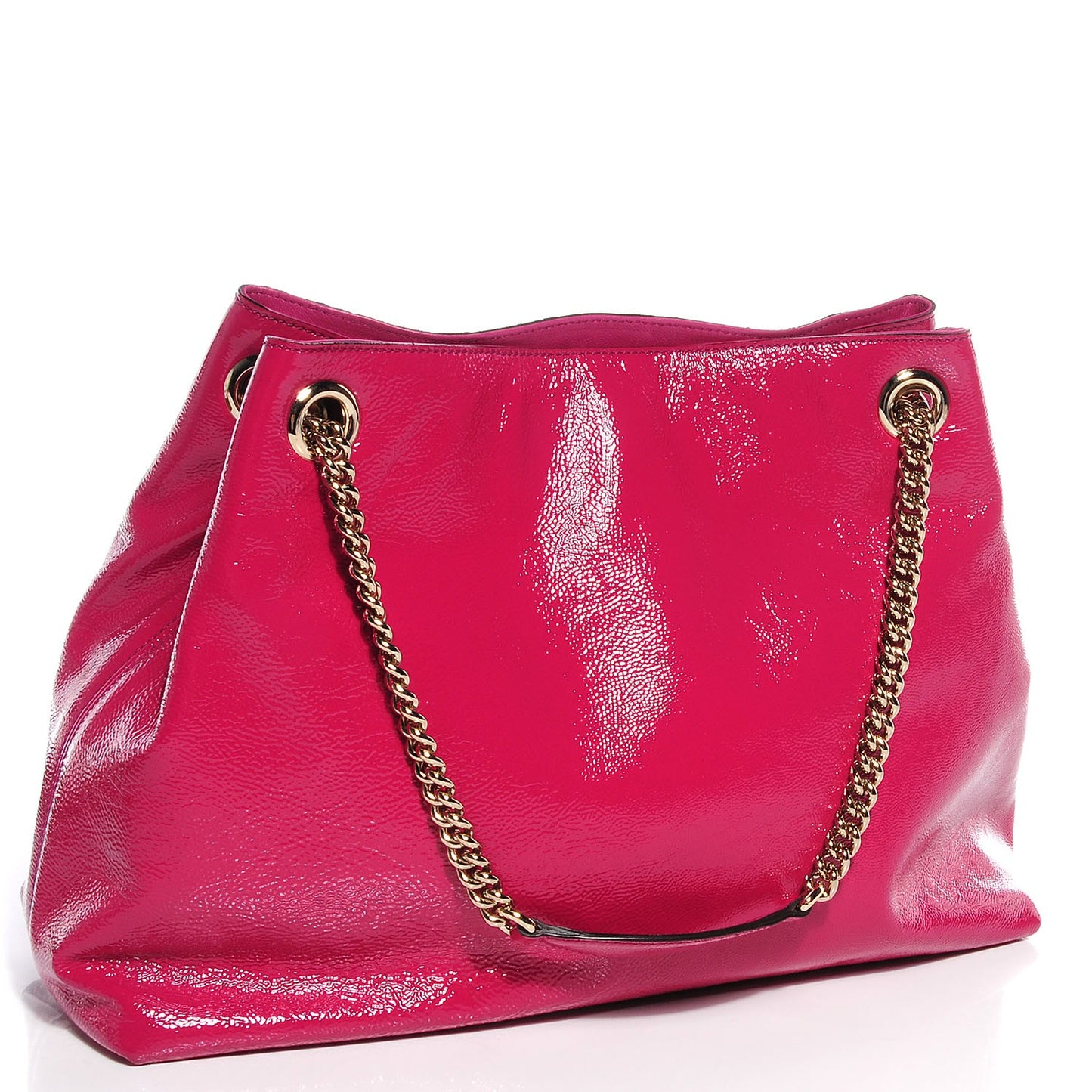 Vernice Naplack Medium Soho Chain Shoulder Bag Bright Bouganville
