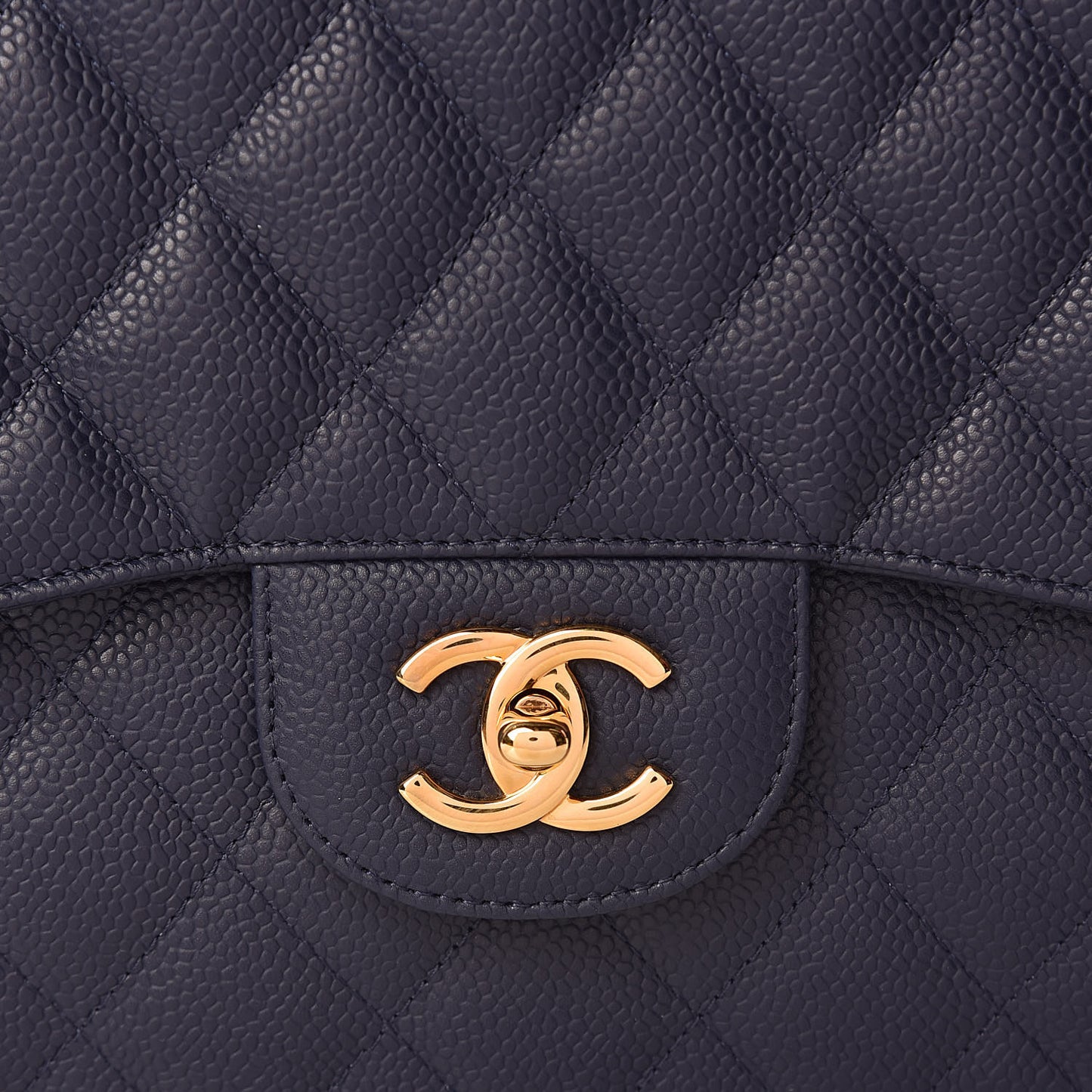 Caviar Quilted Jumbo Single Flap Dark Blue