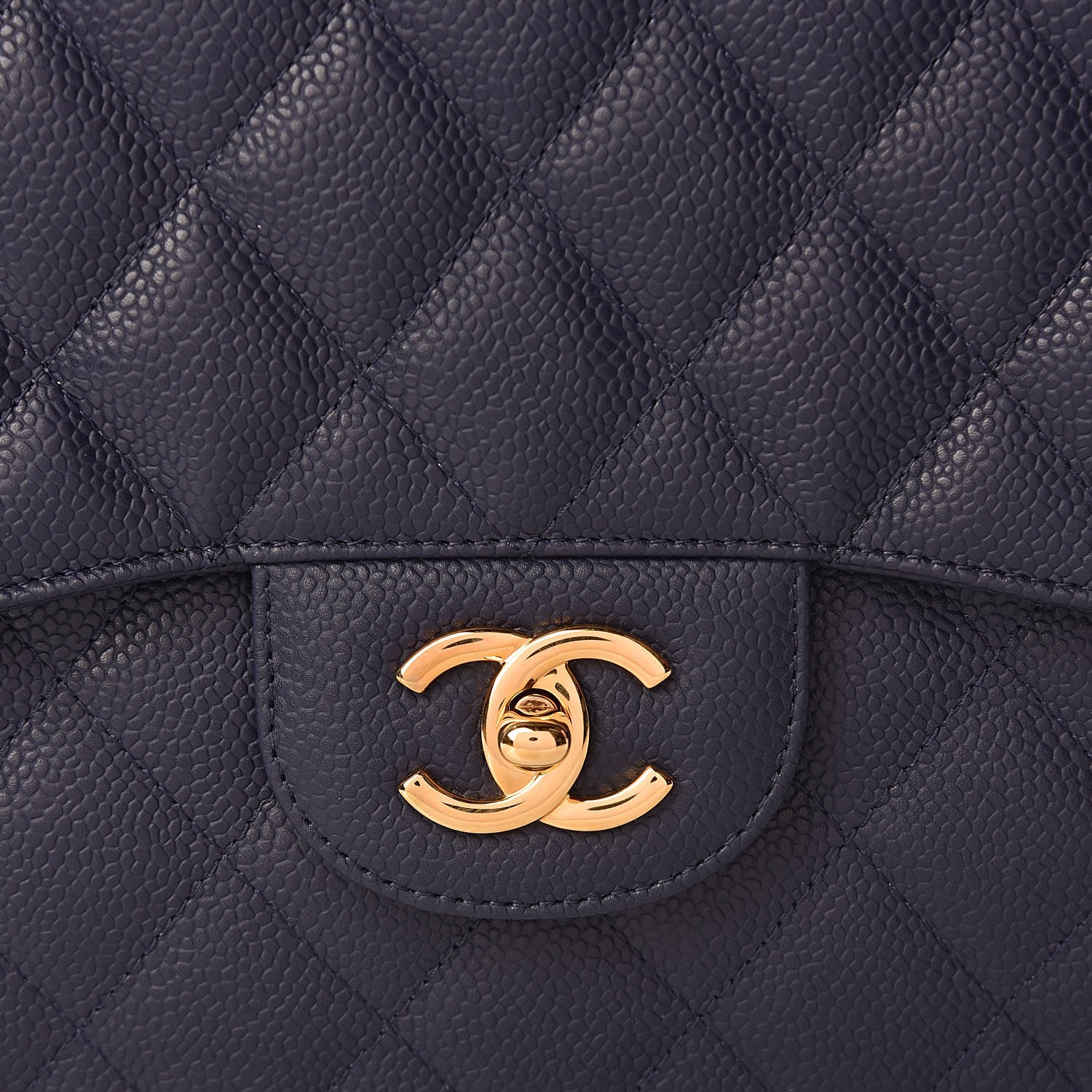 Chanel Caviar Quilted Jumbo Single Flap Dark Blue 10 of 11