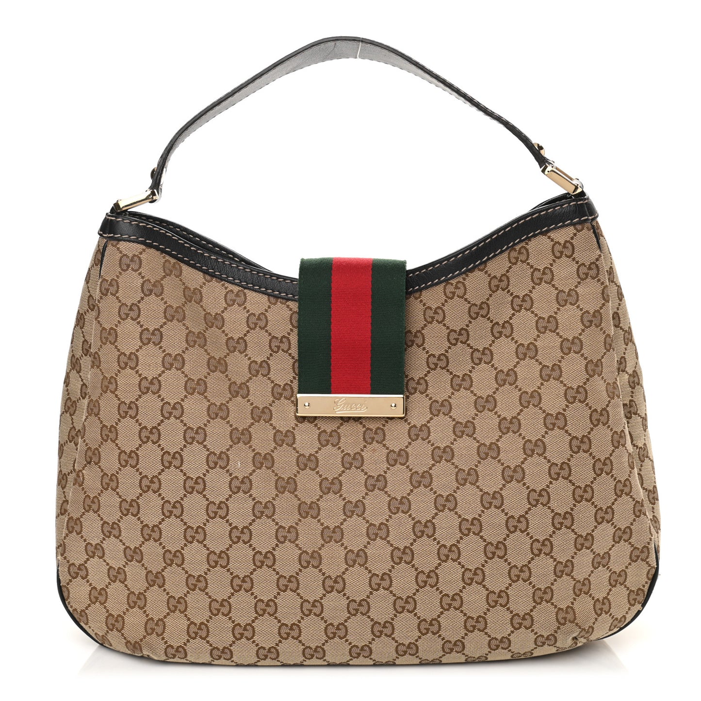 Monogram Large New Ladies Web Hobo Dark Brown