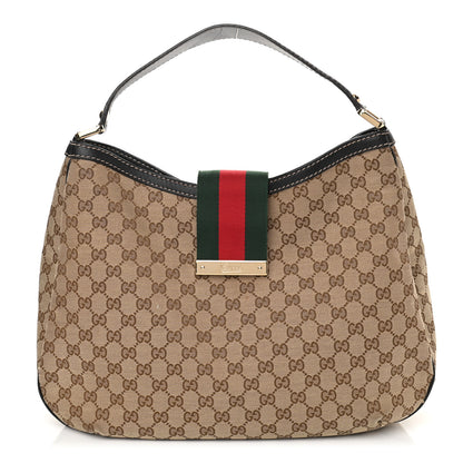 Gucci Monogram Large New Ladies Web Hobo Dark Brown 1 of 12