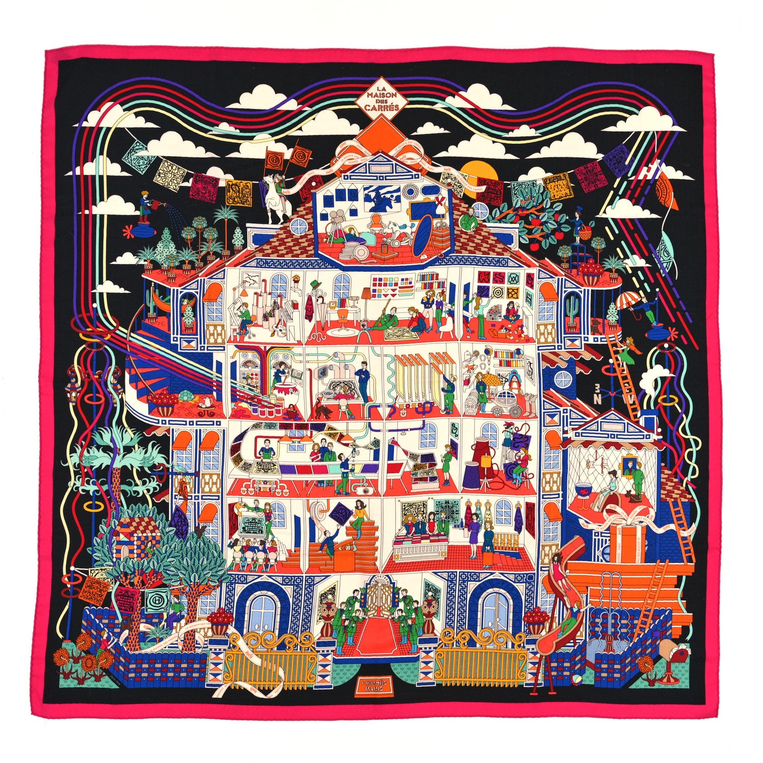 Hermes Cashmere Silk La Maison des Carres Shawl 140 1 of 4