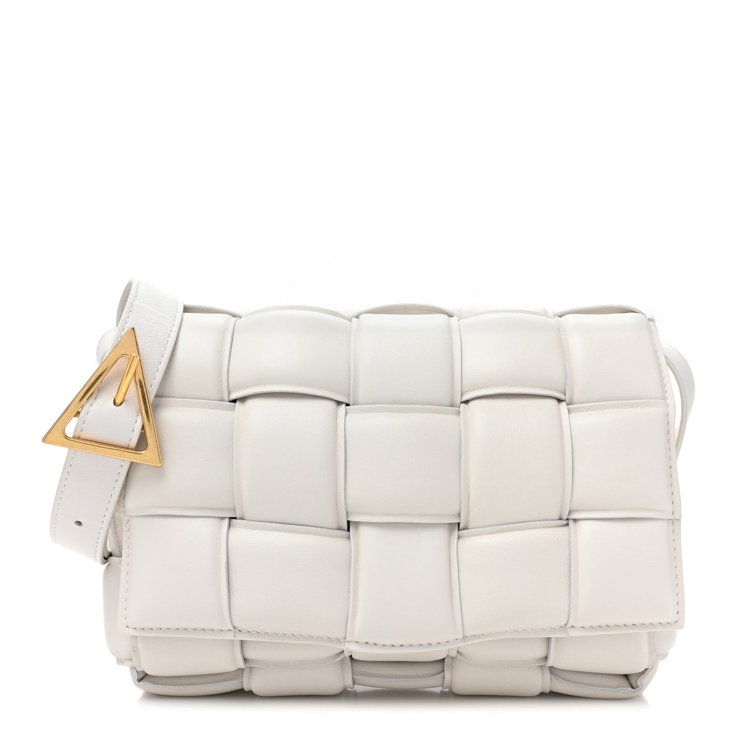 Nappa Maxi Intreccio Padded Cassette Crossbody Bag Chalk