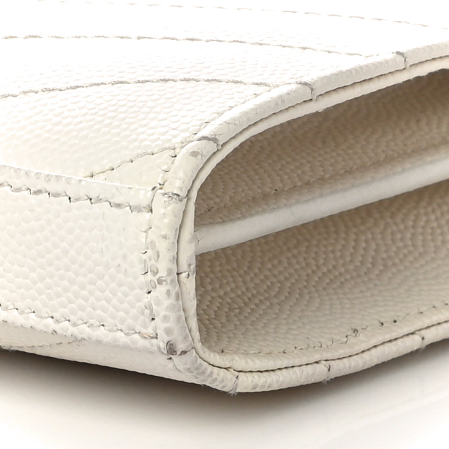 Grain De Poudre Matelasse Chevron Monogram Chain Wallet White