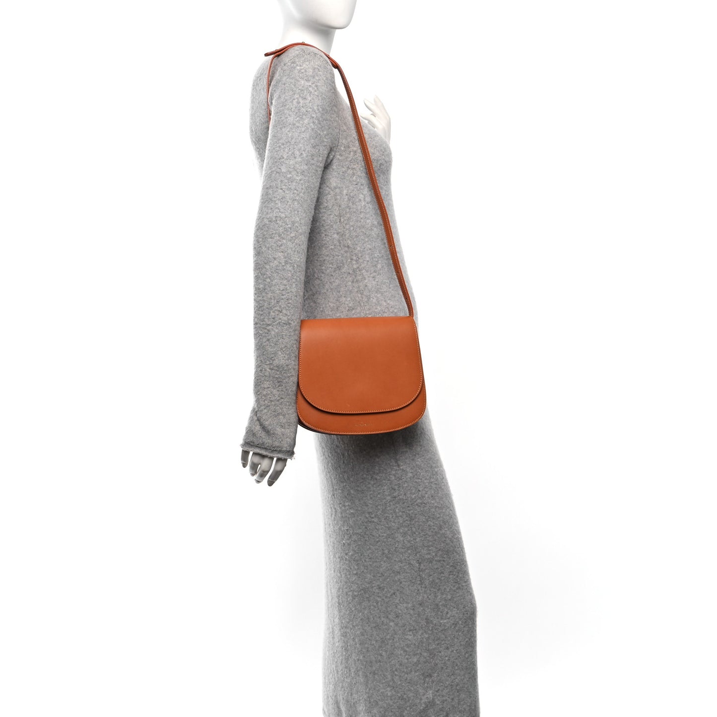 Calfskin Flap Crossbody Bag Cammello