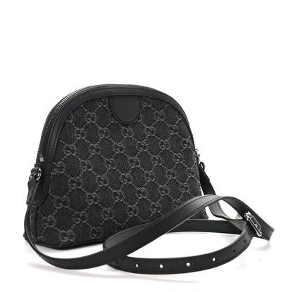 Gucci Denim Cuoio Harness GG Monogram Small Ophidia Dome Shoulder Bag Black Medium Grey 3 of 10