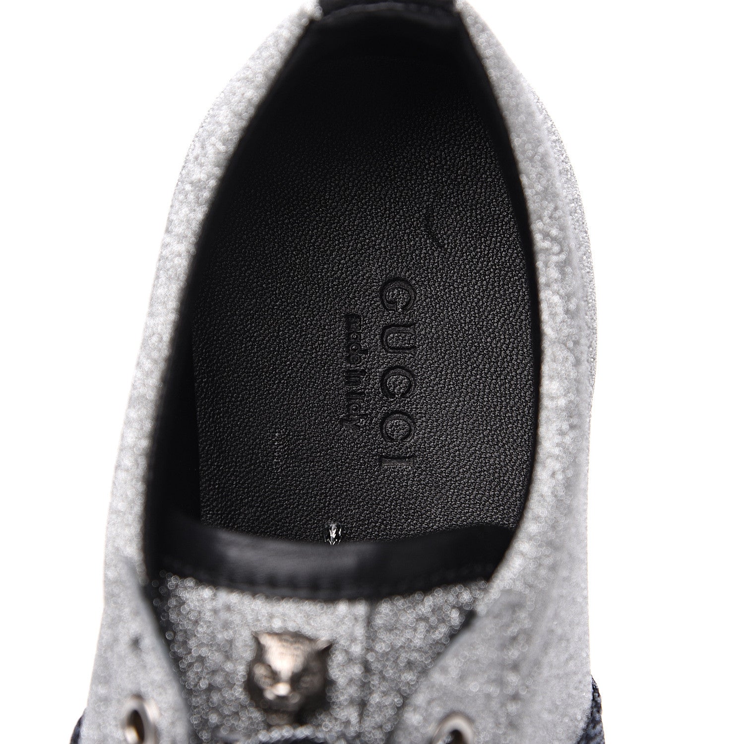 Gucci Glitter Fabric Studded Web Sneakers 37.5 Silver 5 of 10