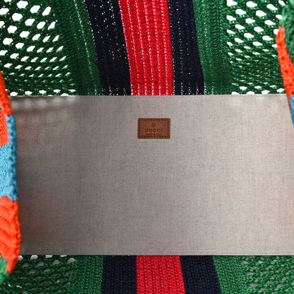 Gucci Raffia Web Woven Medium Interlocking G Tote Green 9 of 16