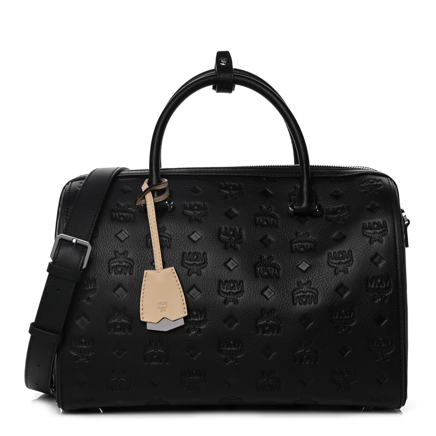 MCM Calfskin Ottomar Monogram Essential Boston Bag Black 1 of 10