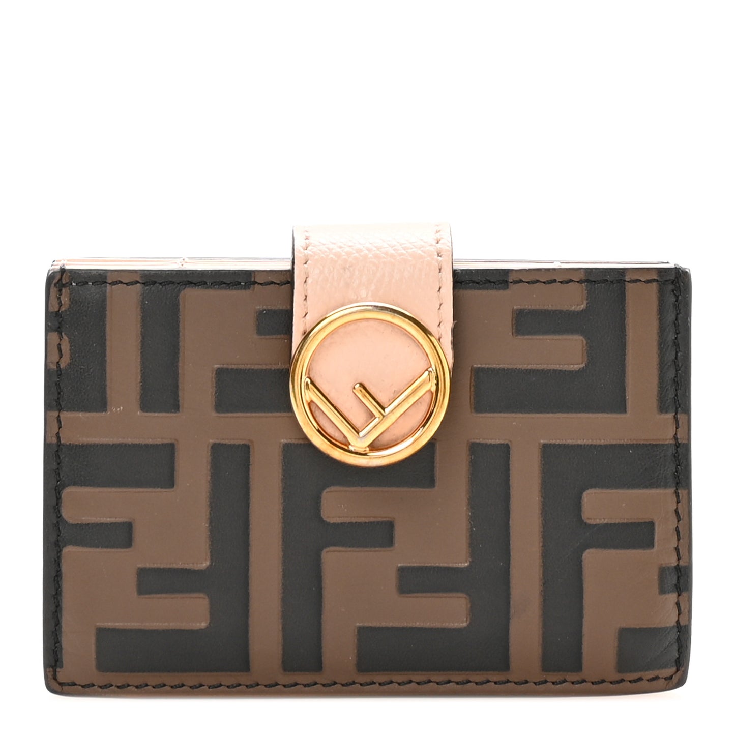 Vitello Cruise F is Fendi Bi-Color FF 1974 Embossed Gusseted Card Holder Maya Black Peonia