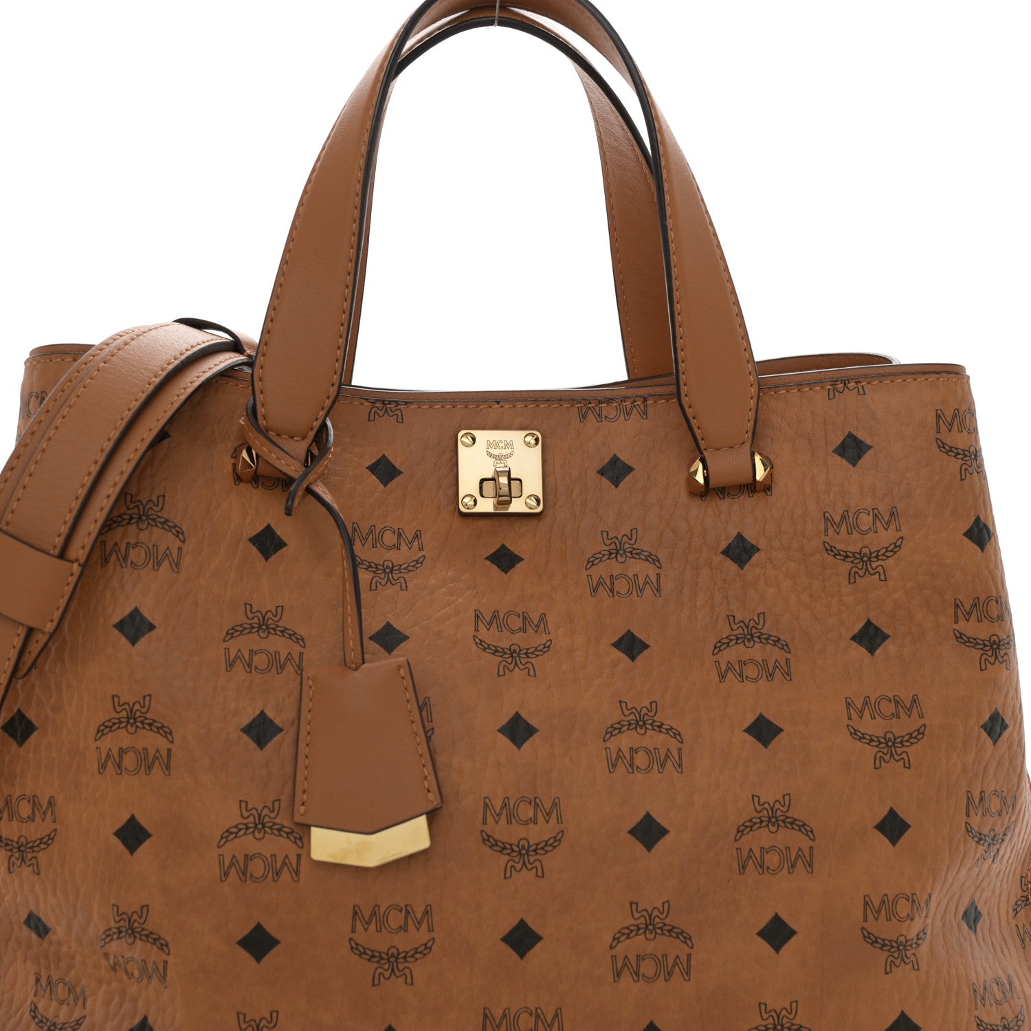 MCM Visetos Large Essential Tote Cognac 8 of 11
