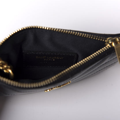 Saint Laurent Calfskin Matelasse Monogram Key Pouch Black 8 of 11