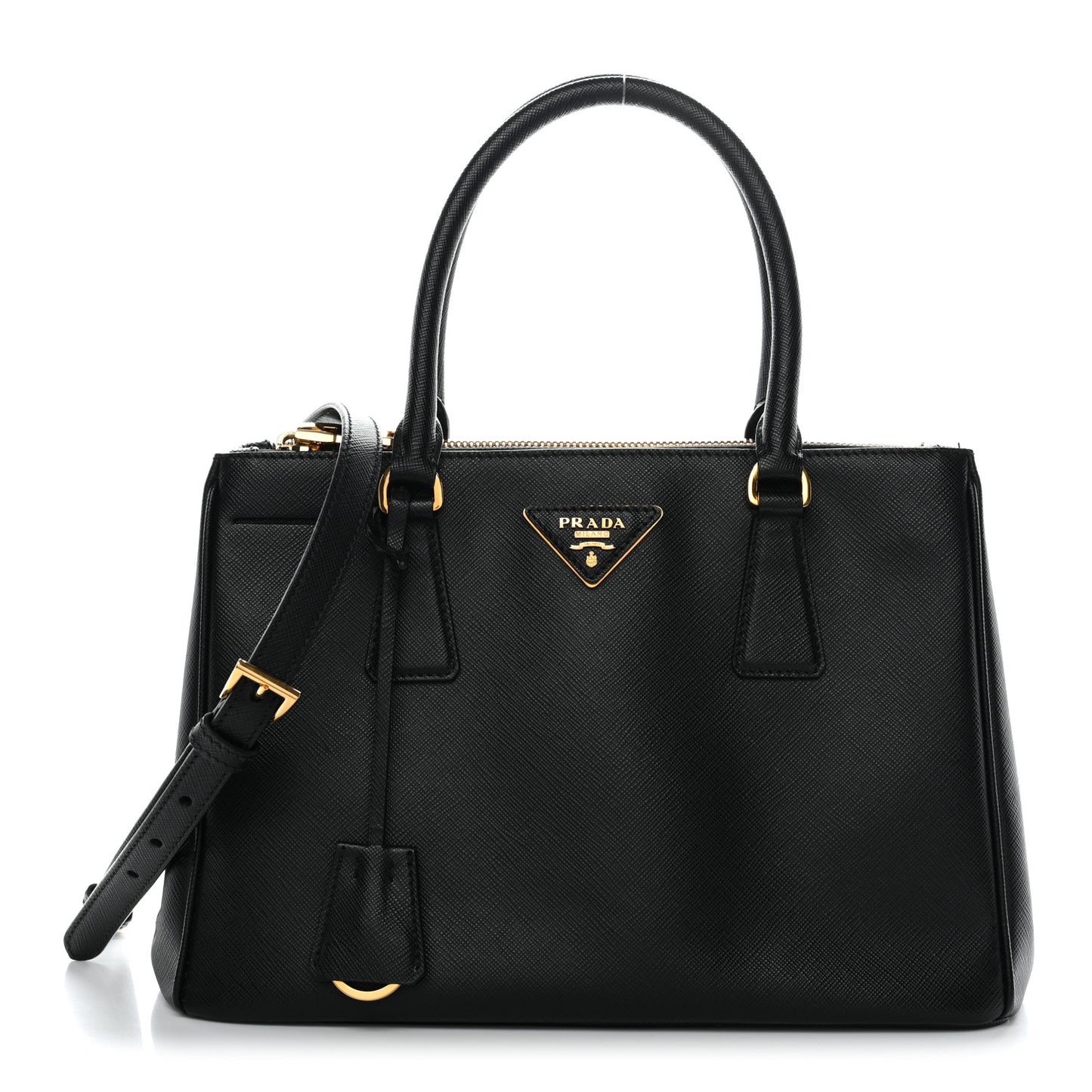 Saffiano Small Galleria Double Zip Tote Black