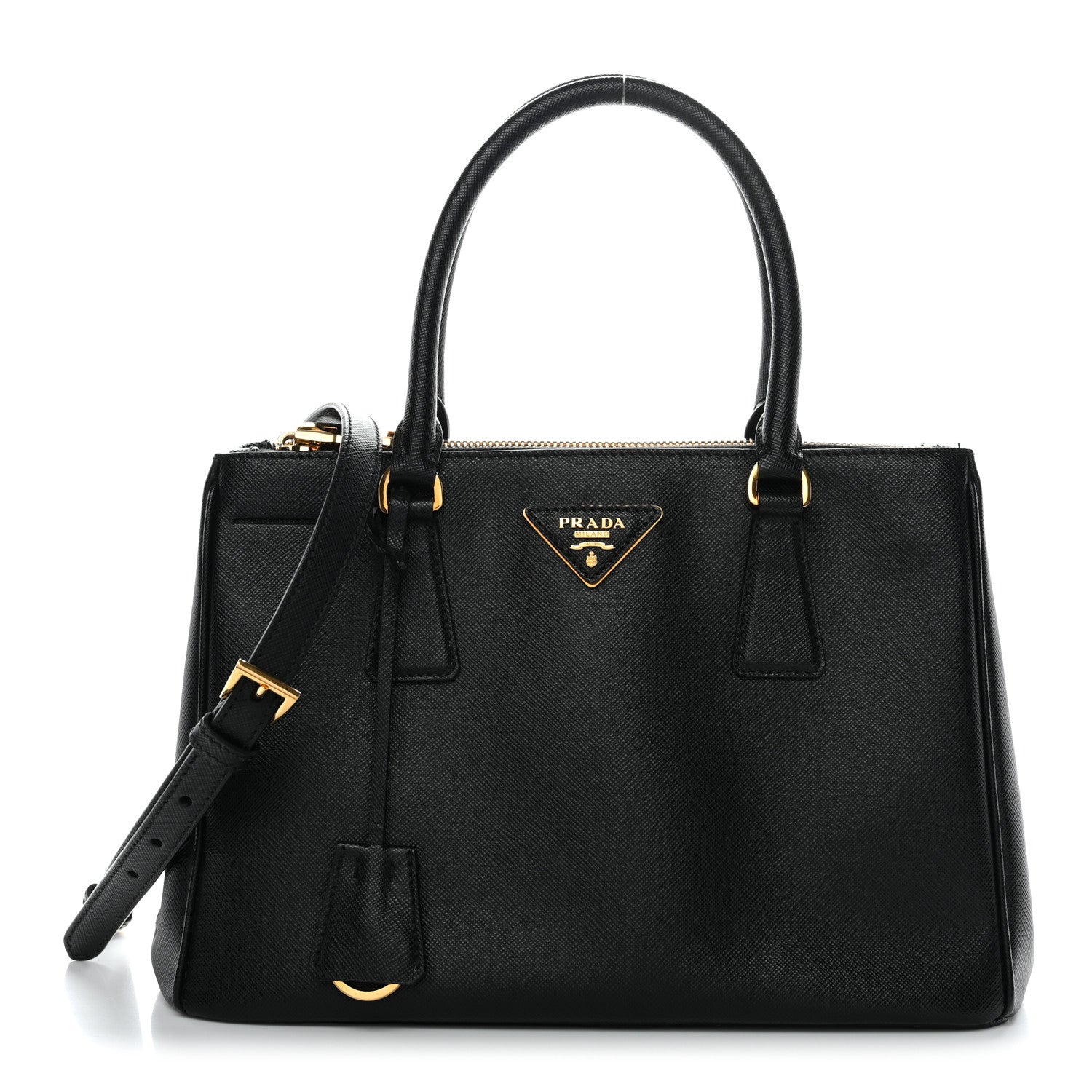 Prada Saffiano Small Galleria Double Zip Tote Black 1 of 10