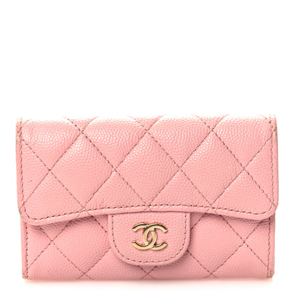 Chanel Caviar Quilted Flap Card Holder Wallet Light Pink 1 of 12