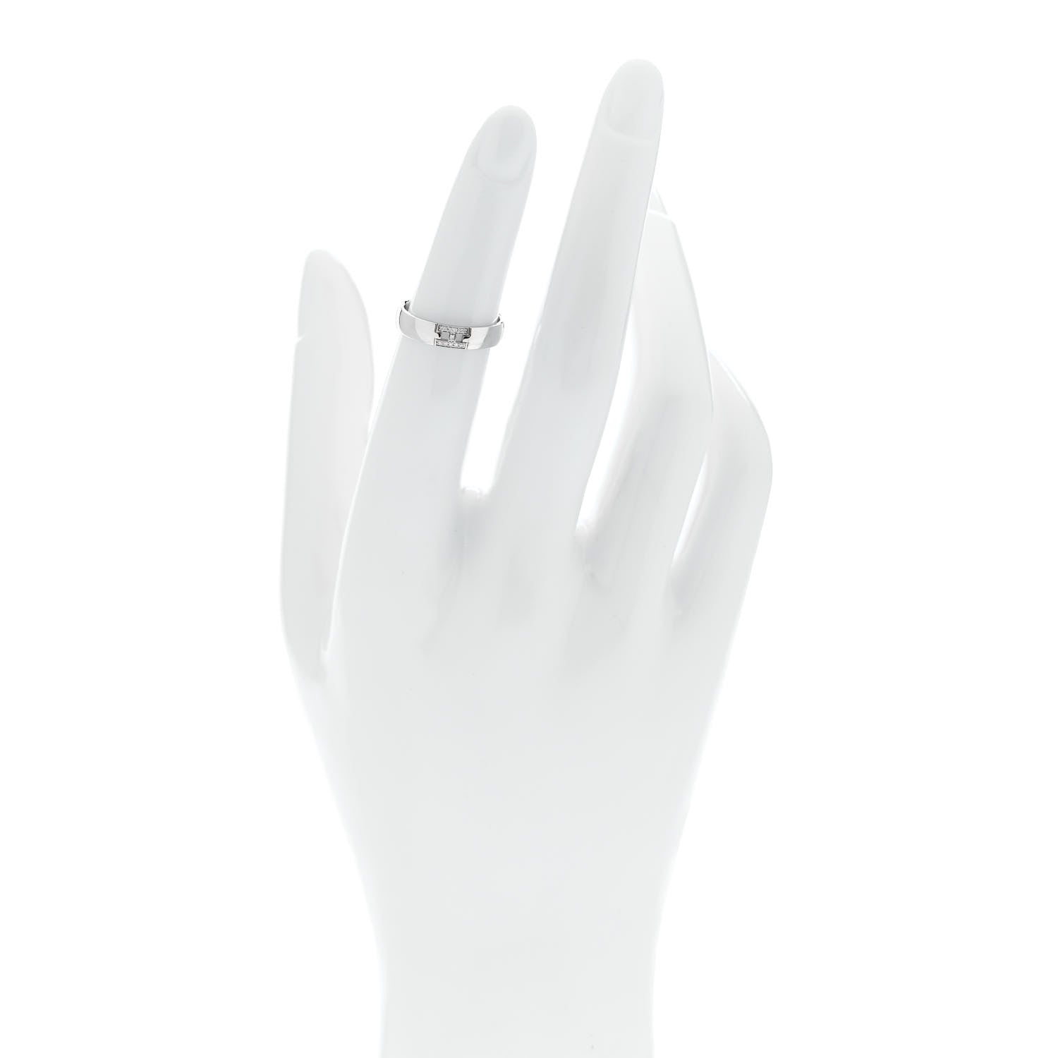 Hermes 18K White Gold Diamond Ever Herakles Wedding Band Ring 47 4 2 of 5