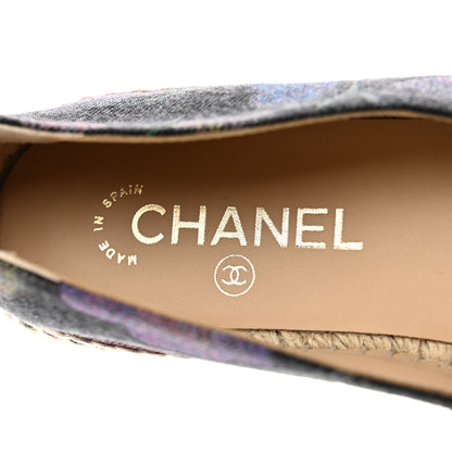 Chanel Denim Grosgrain CC Espadrilles 39 Grey Multicolor 7 of 9