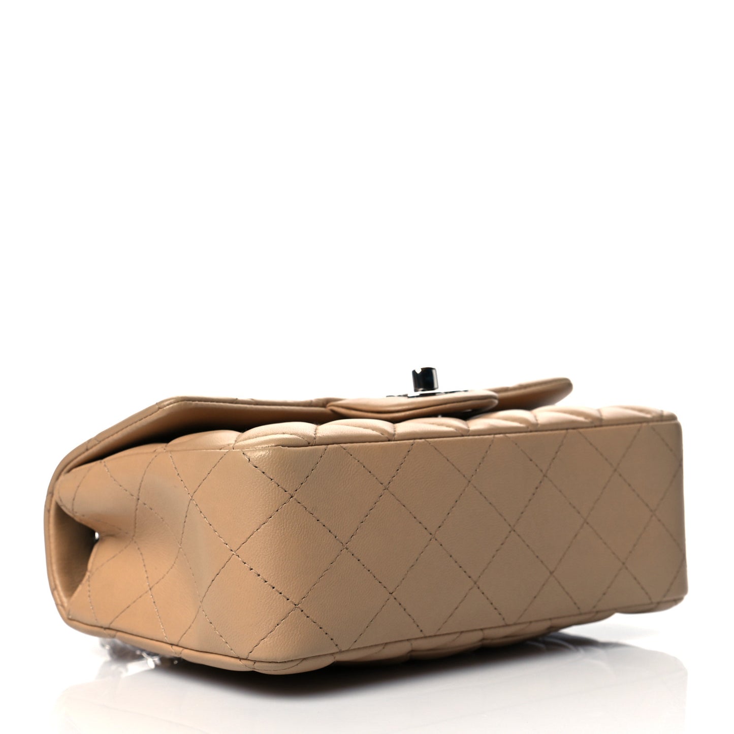 Lambskin Quilted Mini Rectangular Flap Beige