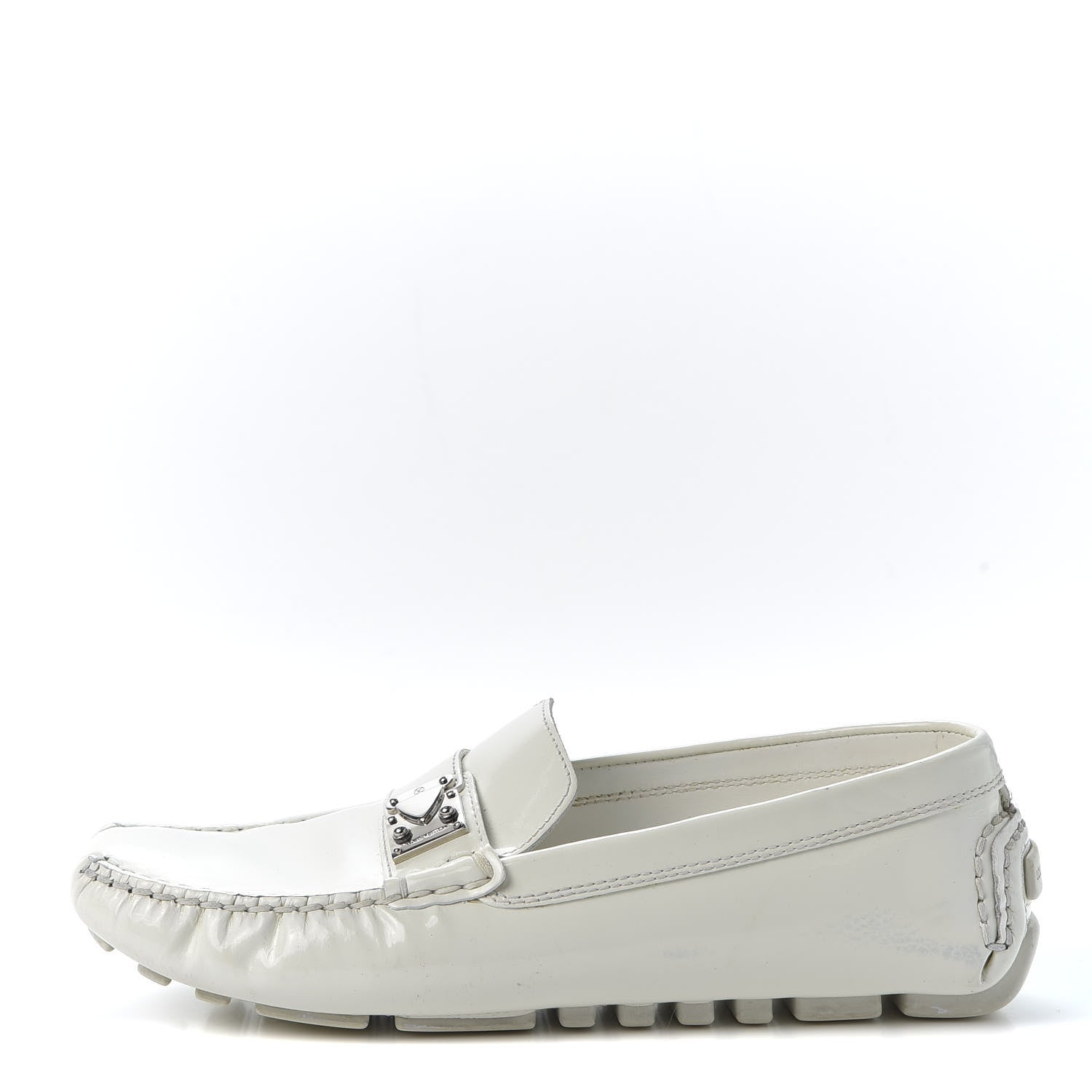 Louis Vuitton Patent Calfskin Oxford Loafers 37.5 White 1 of 9