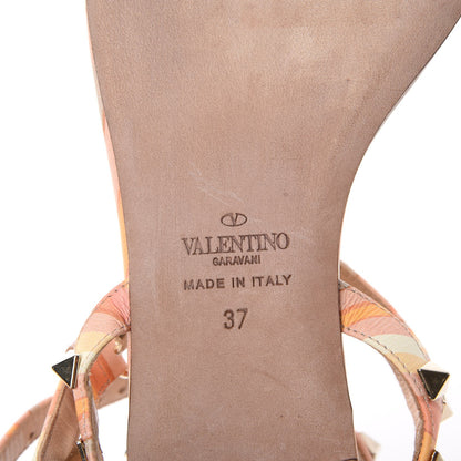 Valentino Garavani Calfskin Native Couture 1975 Rockstud Ankle Wrap Flat Thong Sandals 37 Mandarin Sorbet 8 of 10