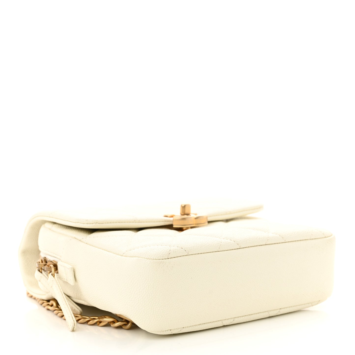 Shiny Caviar Quilted Chain Melody Backpack White