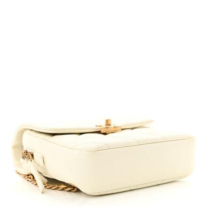 Chanel Shiny Caviar Quilted Chain Melody Backpack White 4 of 12
