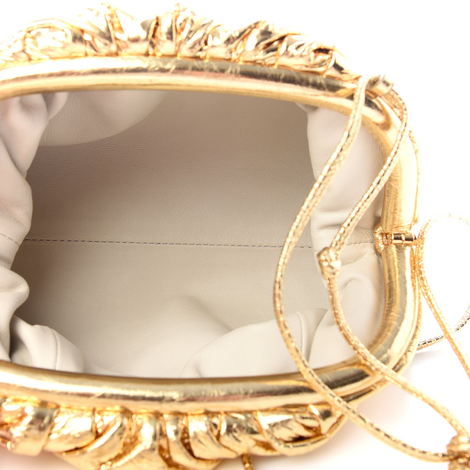 Bottega Veneta Metallic Crinkled Lambskin The Mini Pouch Oro 5 of 9