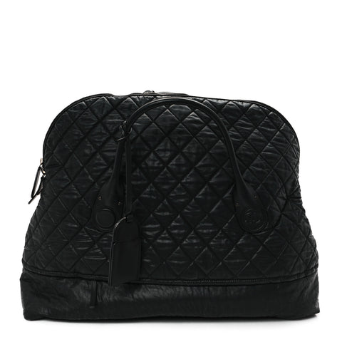 Coated Canvas Quilted Large Garment Travel Bag Black
