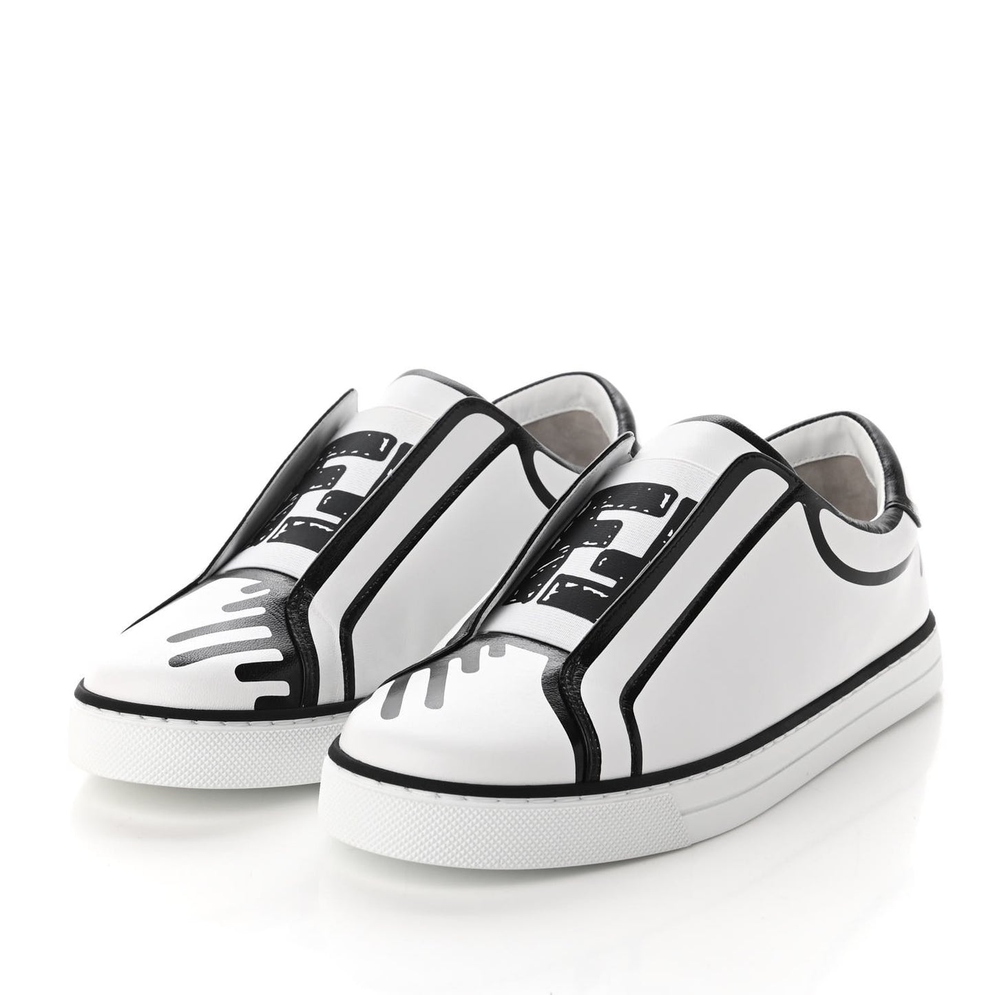 X JOSHUA VIDES Nappa Rockoclick Slip On Sneakers 36 Snow White Black
