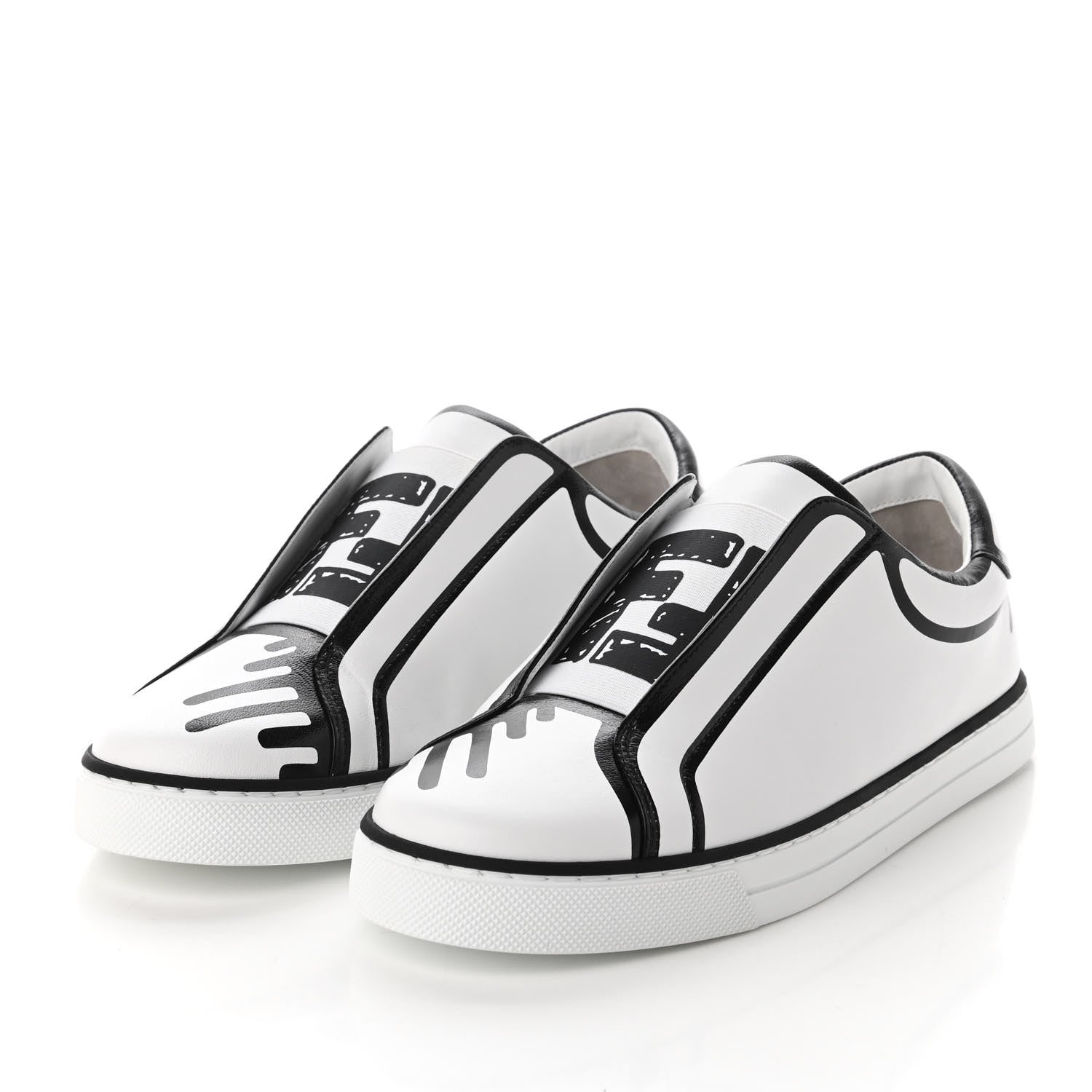 Fendi X JOSHUA VIDES Nappa Rockoclick Slip On Sneakers 36 Snow White Black 3 of 10
