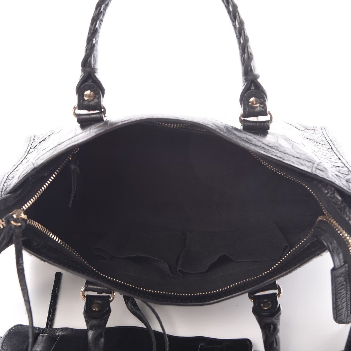 Calfskin Crocodile Embossed Classic Silver Hardware S City Black