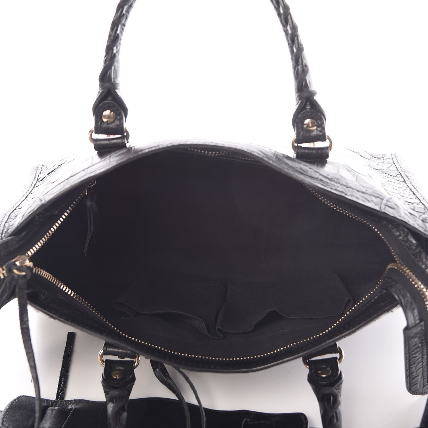 Balenciaga Calfskin Crocodile Embossed Classic Silver Hardware S City Black 5 of 8