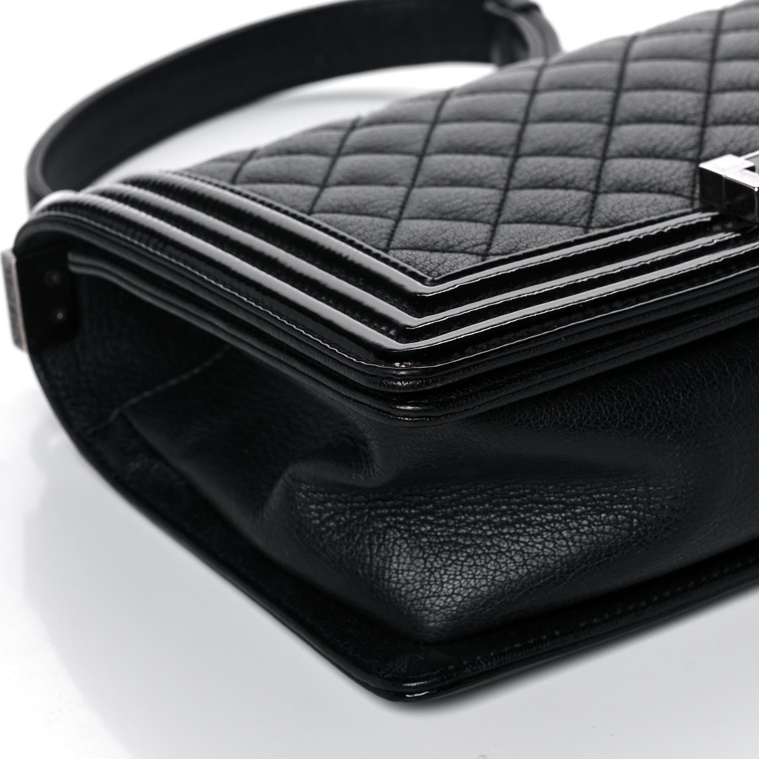 Chanel Goatskin Quilted Patent Medium Duo Boy Flap Black 10 of 15