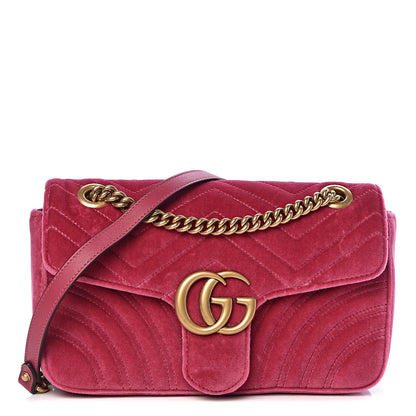 Gucci Velvet Matelasse Small GG Marmont Shoulder Bag Light Raspberry Rose 1 of 10