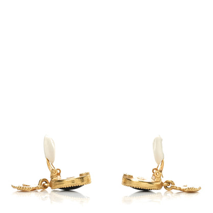 Chanel Metal Resin CC Drop Earrings Gold Red 3 of 4